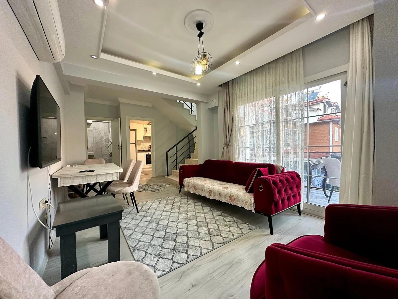 Köyceğiz centre, air‑conditioned and furnished duplex 3+1 flat