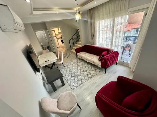 Köyceğiz centre, air‑conditioned and furnished duplex 3+1 flat